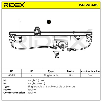 Window Regulator RIDEX 1561W0405 1561W0405 - photo 6