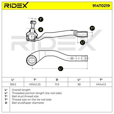 Tie Rod End RIDEX 914T0219 914T0219 - photo 6