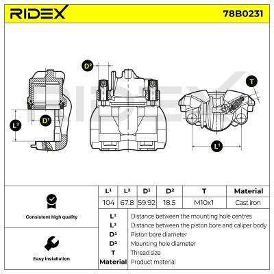 Brake Caliper RIDEX 78B0231 78B0231 - photo 7