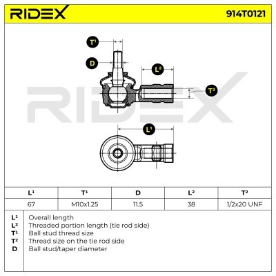 Tie Rod End RIDEX 914T0121 914T0121 - photo 6