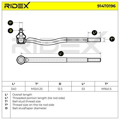 Tie Rod End RIDEX 914T0196 914T0196 - photo 6