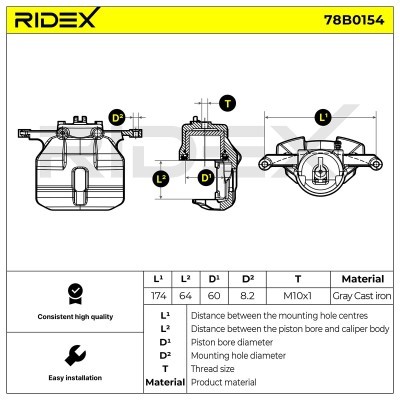 Brake Caliper RIDEX 78B0154 78B0154 - photo 7