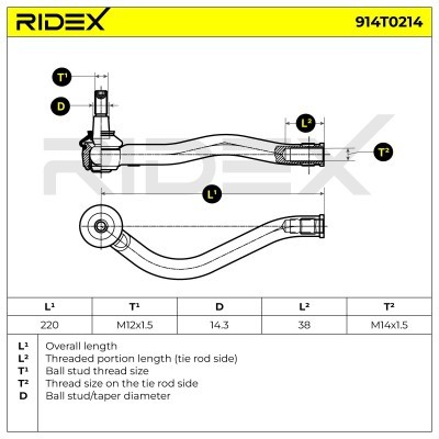 Tie Rod End RIDEX 914T0214 914T0214 - photo 6