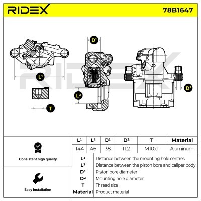 Brake Caliper RIDEX 78B1647 78B1647 - photo 6
