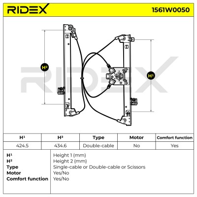Window Regulator RIDEX 1561W0050 1561W0050 - photo 6