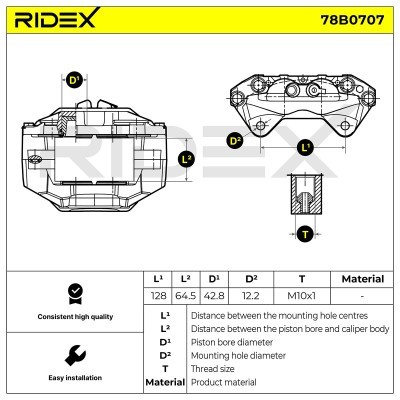 Brake Caliper RIDEX 78B0707 78B0707 - photo 3