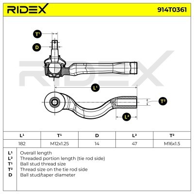 Tie Rod End RIDEX 914T0361 914T0361 - photo 5
