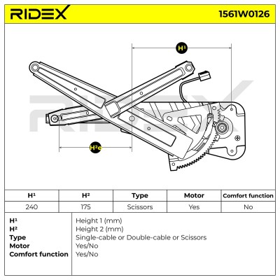 Window Regulator RIDEX 1561W0126 1561W0126 - photo 5