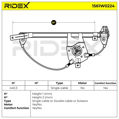 Window Regulator RIDEX 1561W0224 1561W0224 - photo 6