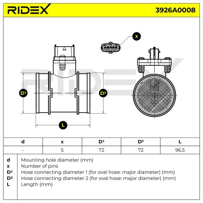 Air Mass Sensor RIDEX 3926A0008 3926A0008 - photo 7