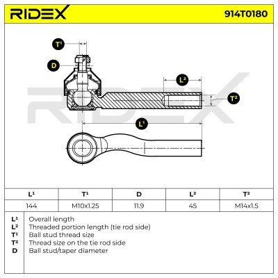 Tie Rod End RIDEX 914T0180 914T0180 - photo 5