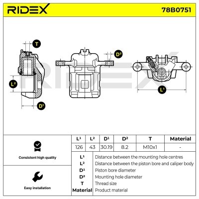 Brake Caliper RIDEX 78B0751 78B0751 - photo 6