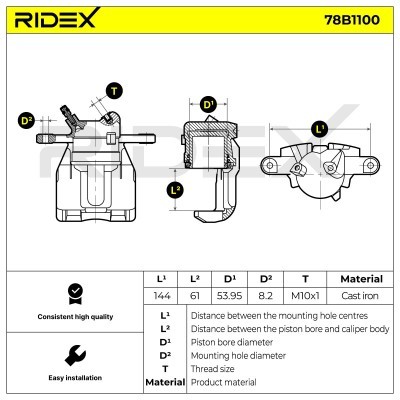 Brake Caliper RIDEX 78B1100 78B1100 - photo 5