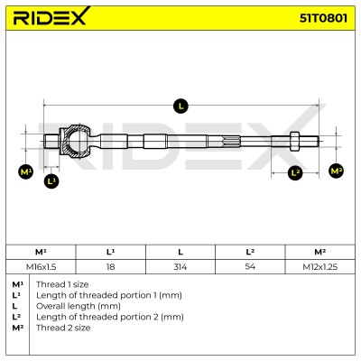 Tie Rod Assembly RIDEX 51T0801 51T0801 - photo 5