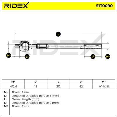 Tie Rod Assembly RIDEX 51T0090 51T0090 - photo 6