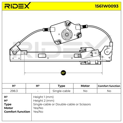 Window Regulator RIDEX 1561W0093 1561W0093 - photo 6