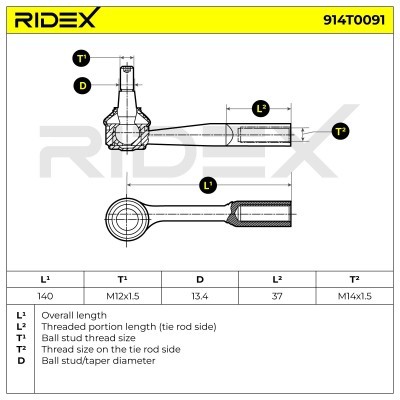 Tie Rod End RIDEX 914T0091 914T0091 - photo 3
