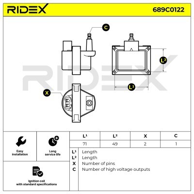 Ignition Coil RIDEX 689C0122 689C0122 - photo 2