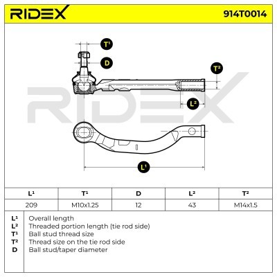 Tie Rod End RIDEX 914T0014 914T0014 - photo 8