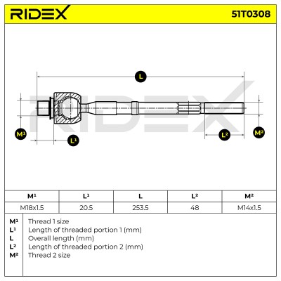 Tie Rod Assembly RIDEX 51T0308 51T0308 - photo 5