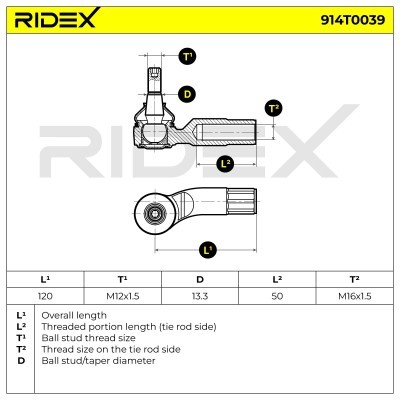 Tie Rod End RIDEX 914T0039 914T0039 - photo 6