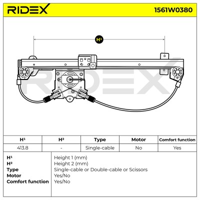 Window Regulator RIDEX 1561W0380 1561W0380 - photo 6