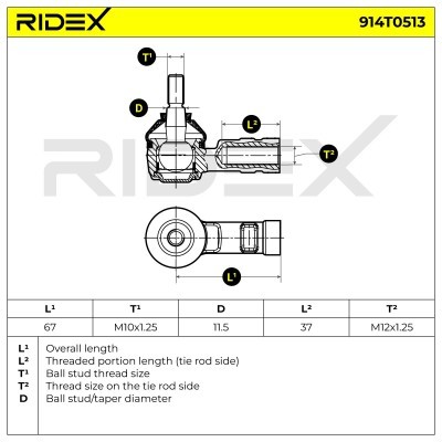 Tie Rod End RIDEX 914T0513 914T0513 - photo 5