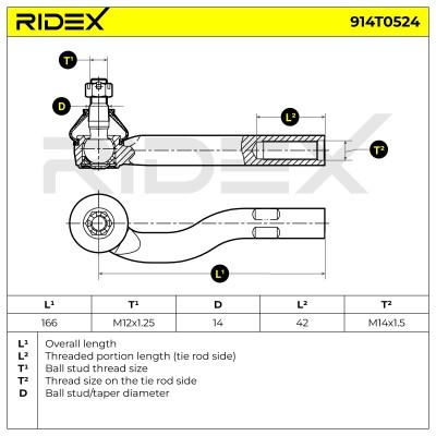 Tie Rod End RIDEX 914T0524 914T0524 - photo 6