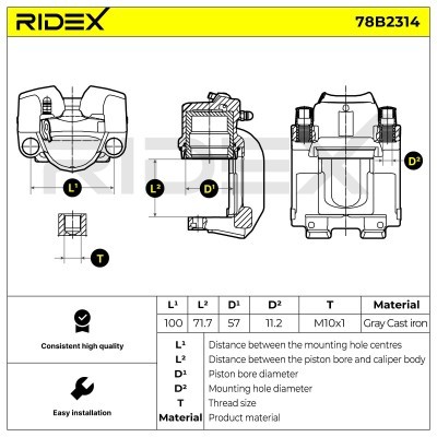 Brake Caliper RIDEX 78B2314 78B2314 - photo 6
