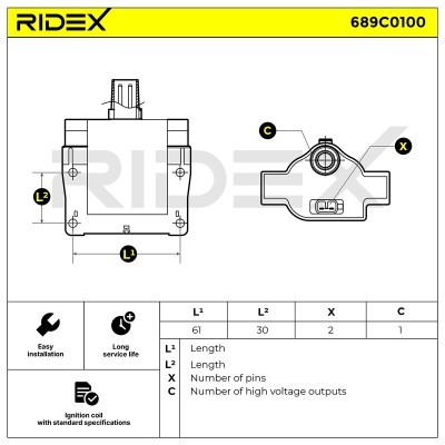 Ignition Coil RIDEX 689C0100 689C0100 - photo 2
