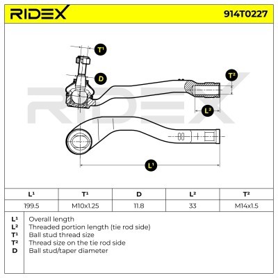 Tie Rod End RIDEX 914T0227 914T0227 - photo 5