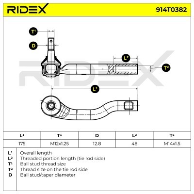 Tie Rod End RIDEX 914T0382 914T0382 - photo 5