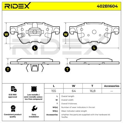 Brake Pads Set RIDEX 402B1604 402B1604 - photo 6