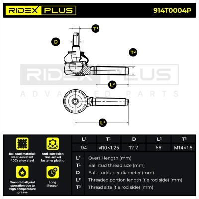 Tie Rod End RIDEX 914T0004P 914T0004P - photo 8