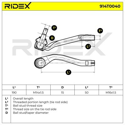 Tie Rod End RIDEX 914T0040 914T0040 - photo 4