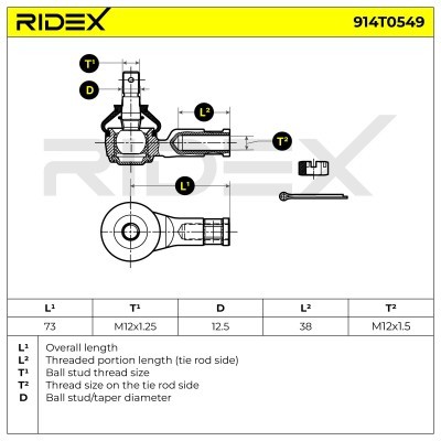 Tie Rod End RIDEX 914T0549 914T0549 - photo 5