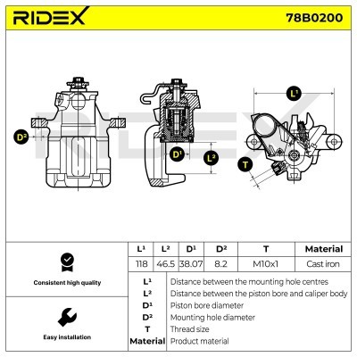 Brake Caliper RIDEX 78B0200 78B0200 - photo 5