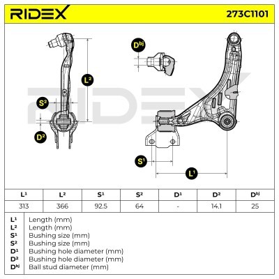 Control Arm RIDEX 273C1101 273C1101 - photo 6