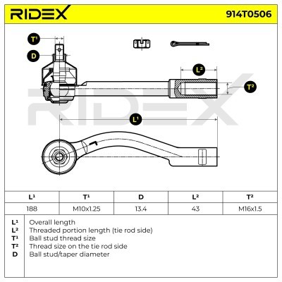Tie Rod End RIDEX 914T0506 914T0506 - photo 6