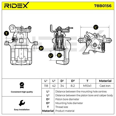 Brake Caliper RIDEX 78B0156 78B0156 - photo 4