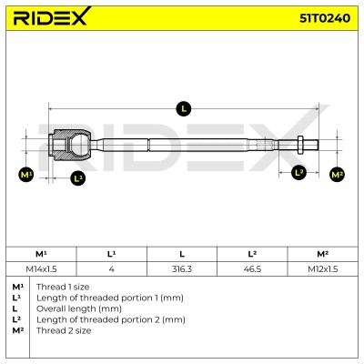 Tie Rod Assembly RIDEX 51T0240 51T0240 - photo 5