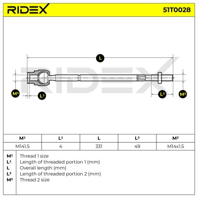 Tie Rod Assembly RIDEX 51T0028 51T0028 - photo 7