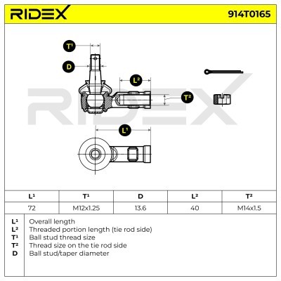 Tie Rod End RIDEX 914T0165 914T0165 - photo 6