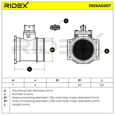 Air Mass Sensor RIDEX 3926A0207 3926A0207 - photo 6