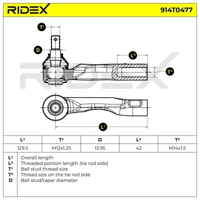 Tie Rod End RIDEX 914T0477 914T0477 - photo 6