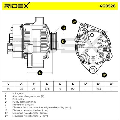 Alternator RIDEX 4G0526 4G0526 - photo 7