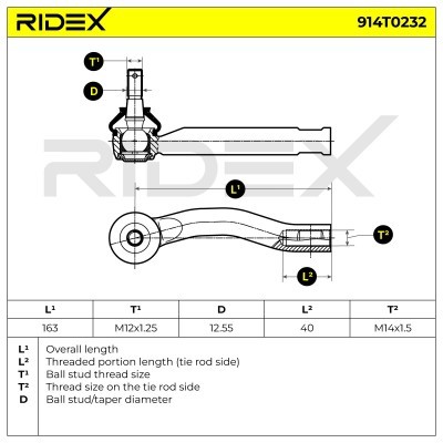 Tie Rod End RIDEX 914T0232 914T0232 - photo 6