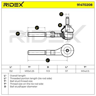 Tie Rod End RIDEX 914T0208 914T0208 - photo 5