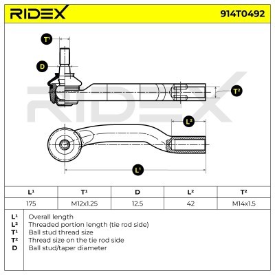 Tie Rod End RIDEX 914T0492 914T0492 - photo 6