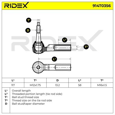 Tie Rod End RIDEX 914T0356 914T0356 - photo 5